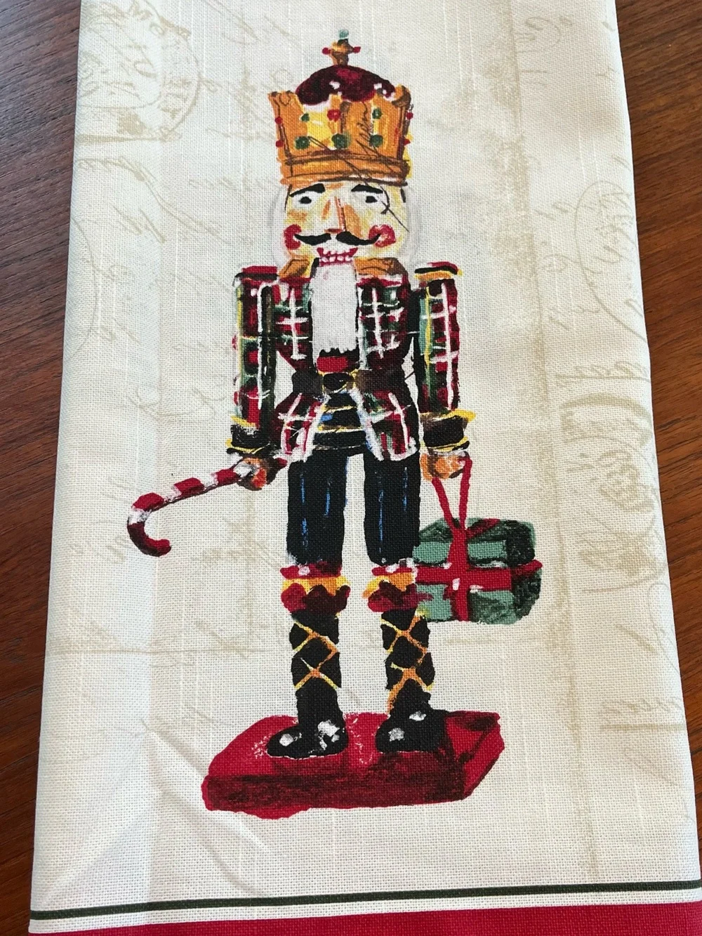 Williams Sonoma Nutcracker Tea Towel Green & Red